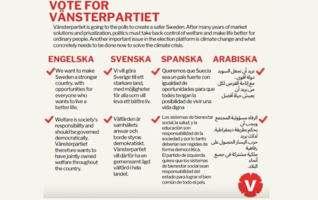 Vote for Vänsterpartiet